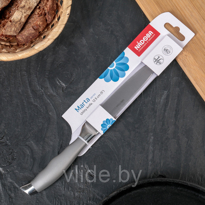 Нож кухонный NADOBA MARTA универсальный, лезвие 12,5 см, ручка из стали - фото 2 - id-p141291841