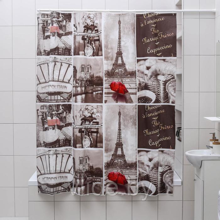 Штора для ванной комнаты «Париж ретро», 180×180 см, EVA, цвет белый