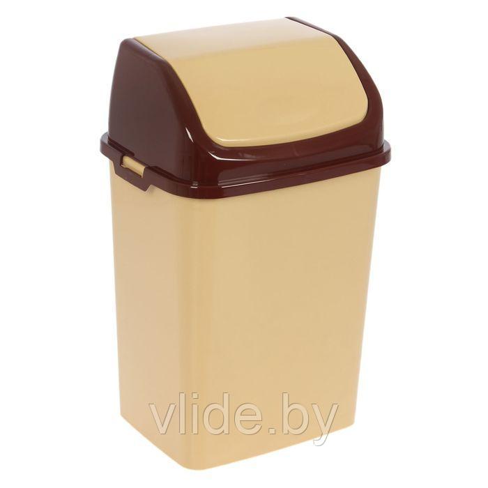 Контейнер для мусора 18 л "Камелия", цвет бежевый/коричневый - фото 1 - id-p141295924
