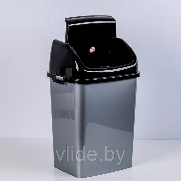 Контейнер для мусора 18 л "Камелия", цвет серебристый перламутр/чёрный - фото 2 - id-p141295925