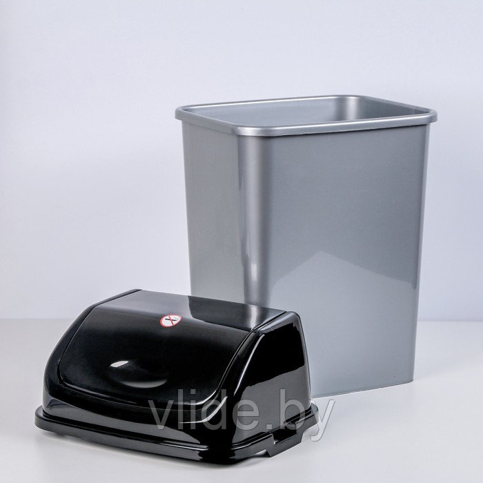 Контейнер для мусора 18 л "Камелия", цвет серебристый перламутр/чёрный - фото 3 - id-p141295925