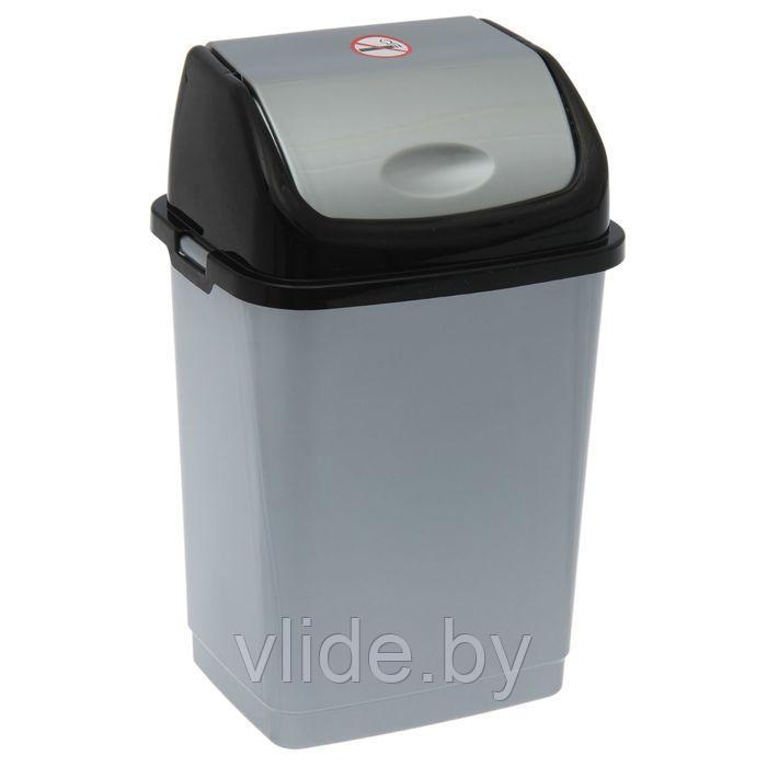 Контейнер для мусора 8 л "Камелия", цвет серебристый перламутр/чёрный - фото 5 - id-p141295927