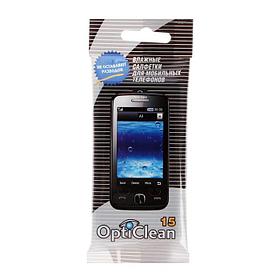 Влажные салфетки OptiClean, для мобильных телефонов, 15 шт. 744297