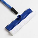 Окномойка с телескопической металлической окрашенной ручкой и сгоном, 20×49(75) см, поролон, цвет синий, фото 6