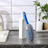 Губка для посуды металлическая с ручкой 24×5 см, цвет МИКС, фото 6
