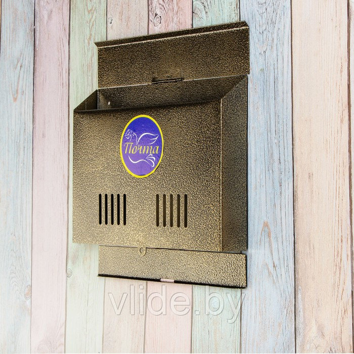 Ящик почтовый без замка (с петлёй), горизонтальный «Широкий», бронзовый - фото 4 - id-p141291913