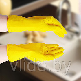 Перчатки хозяйственные латексные, размер L, цвет жёлтый