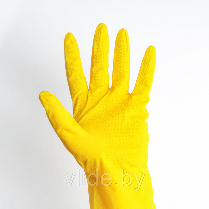 Перчатки хозяйственные латексные, размер M, цвет жёлтый - фото 2 - id-p141295989
