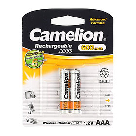 Аккумулятор Camelion, AAA, Ni-Mh, HR03-2BL (NH-AAA600BP2), 1.2В, 600 мАч, блистер, 2 шт. 3781601