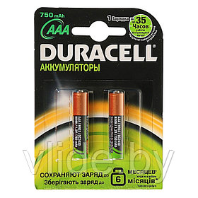 Аккумулятор Duracell, Ni-Mh, AAA, HR03-2BL, 1.2В, 750 мАч, блистер, 2 шт. 849321