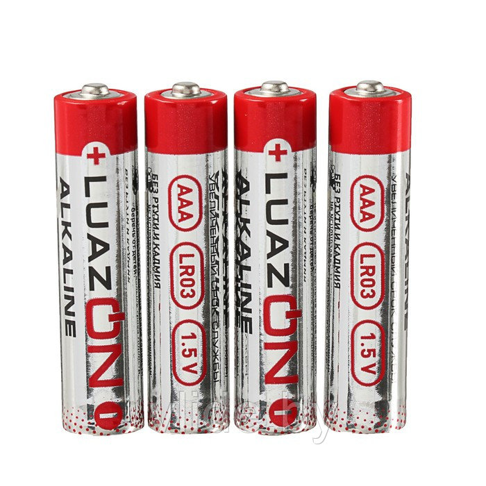 Батарейка алкалиновая LuazON, AAA, LR03, спайка, 4 шт 1647488