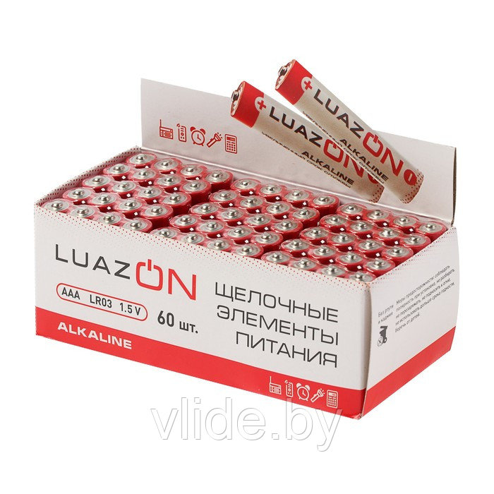 Батарейка алкалиновая LuazON, AAA, LR03, спайка, 4 шт 1647488 - фото 4 - id-p141296819