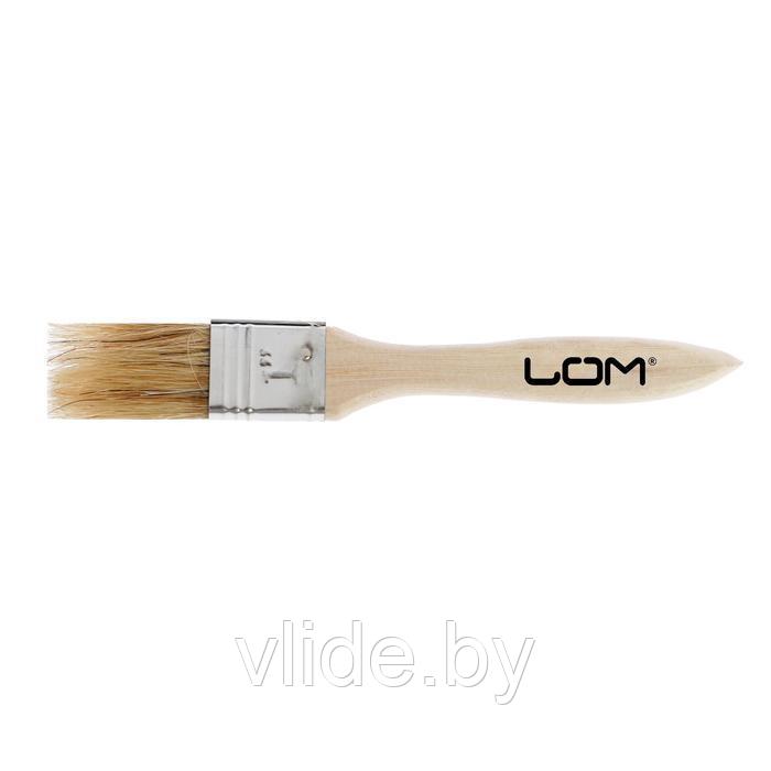 Кисть плоская LOM, натуральная щетина, деревянная ручка, 1", 25 мм - фото 2 - id-p141292194