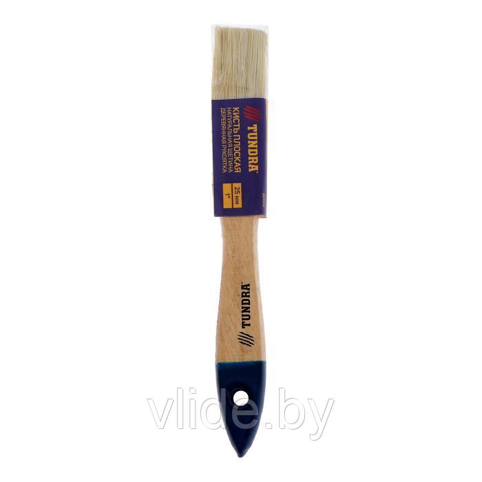 Кисть плоская TUNDRA, натуральная щетина, деревянная ручка, 1", 25 мм 881502 - фото 3 - id-p141292199