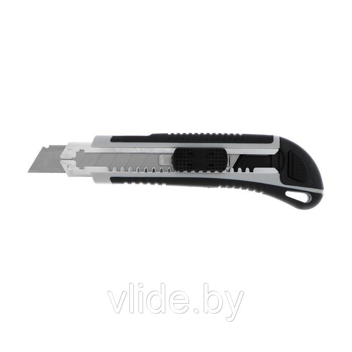 Нож универсальный TUNDRA, металлическая направляющая, 2 запасных лезвия, 2К корпус, 18 мм 1006506 - фото 2 - id-p141292511