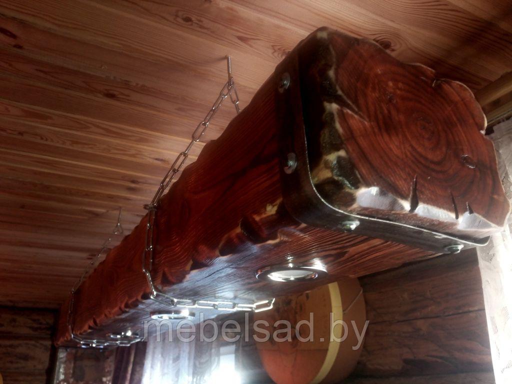 Люстра деревянная рустикальная "Бревно Экстра" на 4 лампы