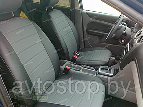 Чехлы для Renault Scenic III, экокожа , чёрно-серая