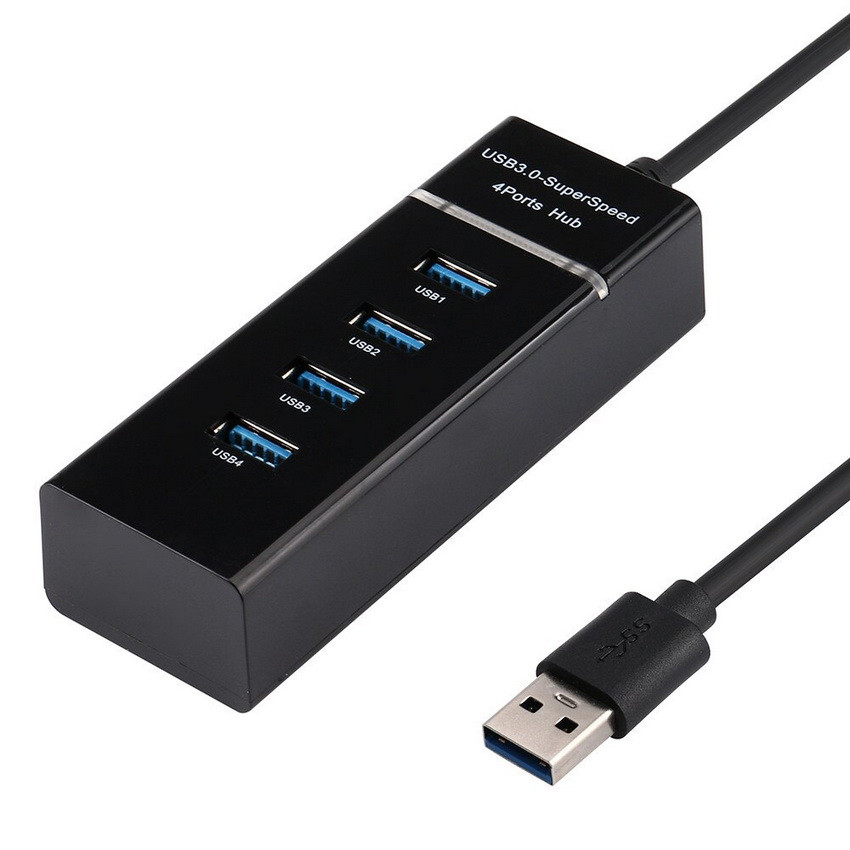 Хаб - концентратор USB3.0 - 4х USB3.0, вертикальный, с LED-индикатором, черный