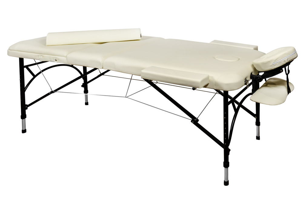 Массажный стол складной 3-секционный алюминиевый BodyFit (186x70 см) бежевый - фото 1 - id-p90295202