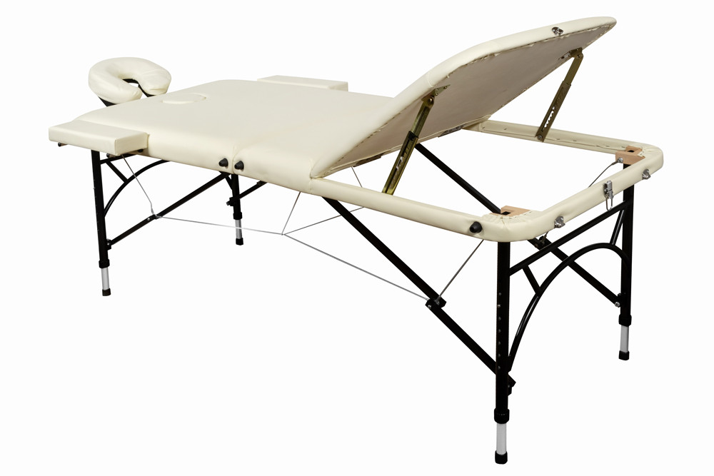 Массажный стол складной 3-секционный алюминиевый BodyFit (186x70 см) бежевый - фото 3 - id-p90295202