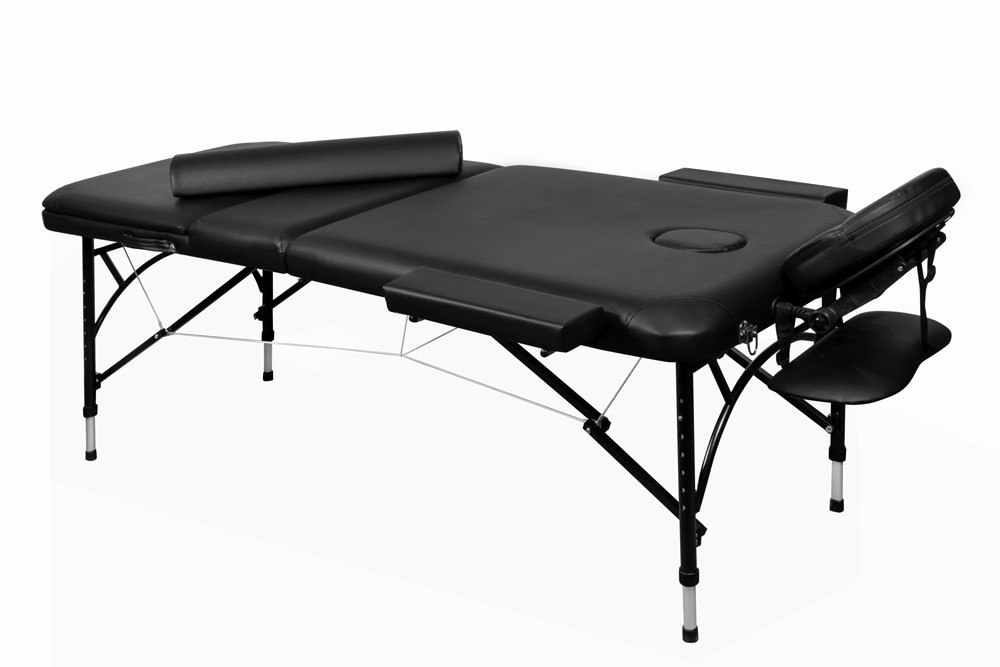 Массажный стол складной 3-секционный алюминиевый BodyFit (186x70 см) черный - фото 1 - id-p135760170