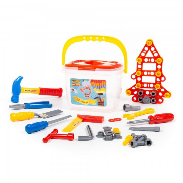 Детский игрушечный набор инструментов №1 (72 элемента) (в ведёрке) арт. 47151 Полесье - фото 1 - id-p141378862
