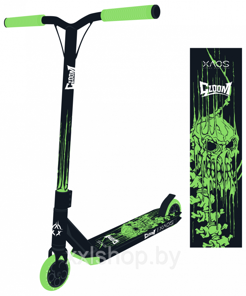 Самокат трюковый XAOS Gloom (зеленый) - фото 1 - id-p141395400