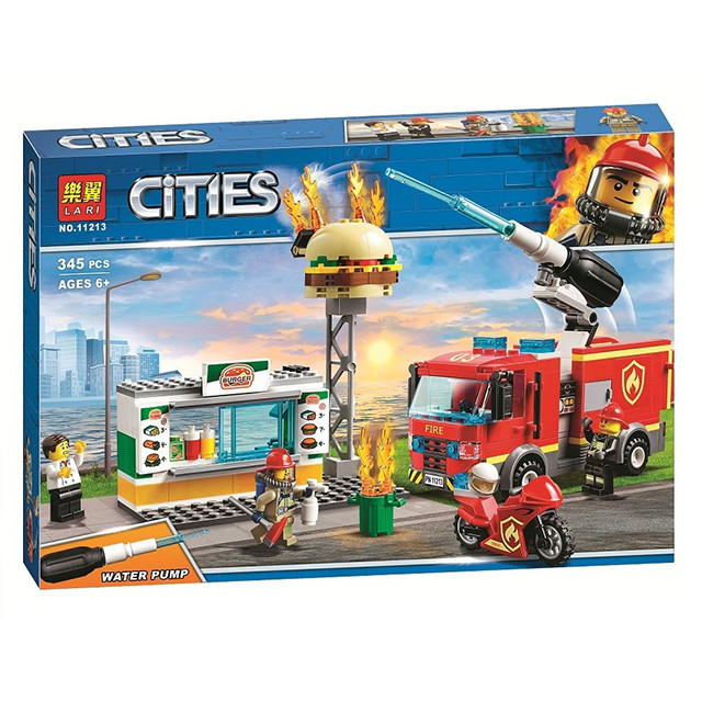 Конструктор Lele 28048 Cities Пожар в бургер-кафе (аналог Lego City 60192) 349 деталей - фото 2 - id-p100723582
