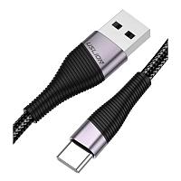 Кабель зарядный дизайнерский USLION USB Type-C – USB 3.0A для быстрой зарядки, черный 2 метра