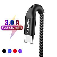 Зарядный USB дата кабель USLION Type-C для быстрой зарядки, 3.0A, 1м, черный
