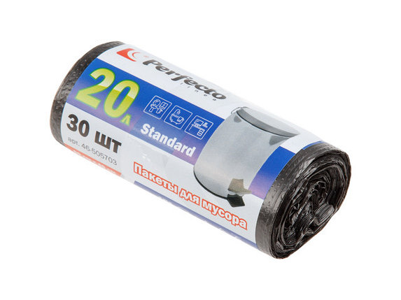 Пакеты для мусора Standard, 20 л, 30 шт., черные, PERFECTO LINEA (Размер: 50 х 40 см (7 мкм). для проф., фото 2