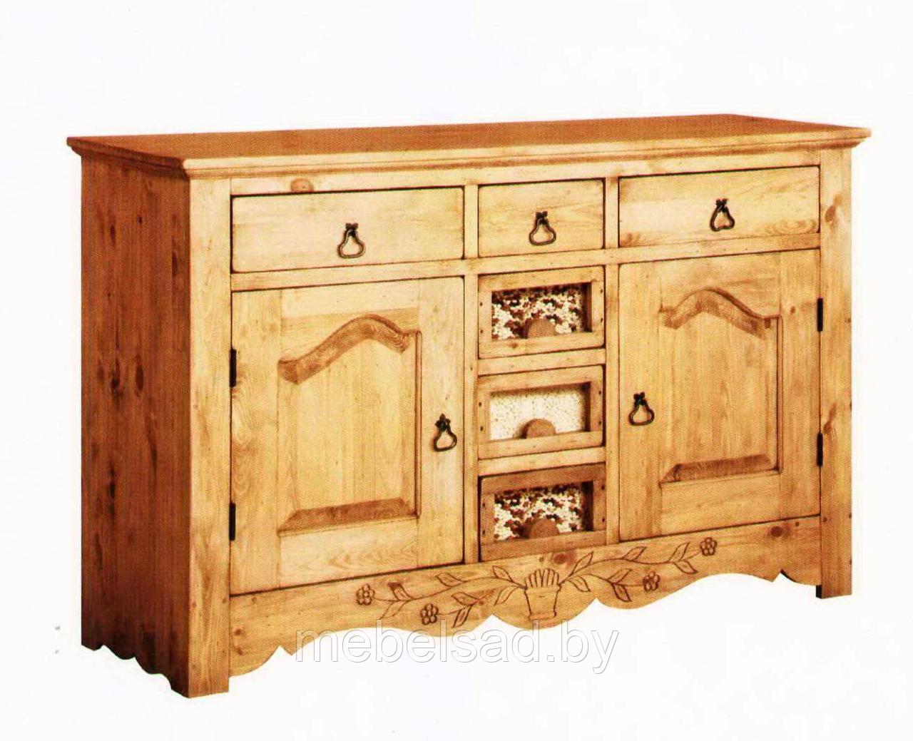 Буфет кухонный деревянный "Дачный Люкс №4" Д1500мм*В960мм*Ш480мм