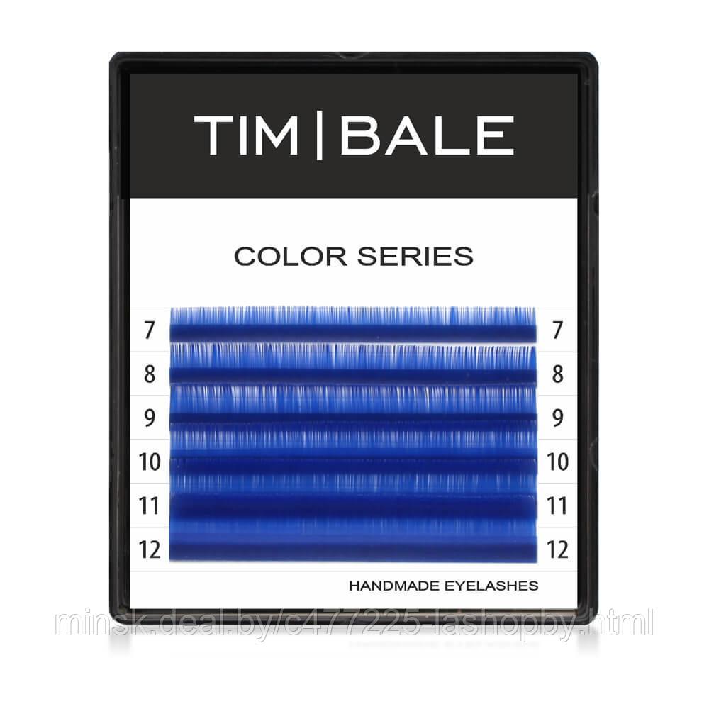 Ресницы цветные TimBale Blu, 6 линий, MIX 7-12, толщина 0.1