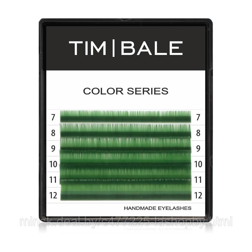 Ресницы цветные TimBale Green, 6 линий, MIX 7-12