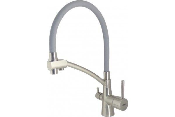 Смеситель (серый+нерж.) для кухни c подключением питьевой системы Ledeme L4855А-9 - фото 2 - id-p141599736