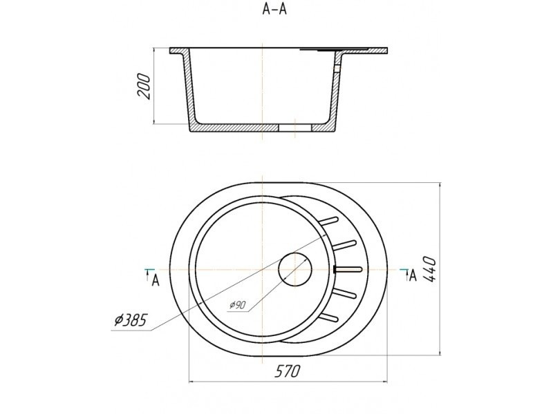 Мойка керамогранитная GERHANS А03 из искуственного камня белый - фото 3 - id-p141650352