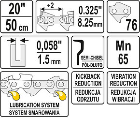 Цепь для пил 20" 325" 76z "Yato" YТ--84944, фото 2