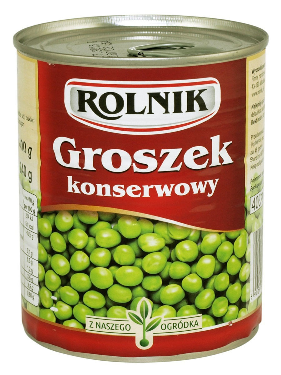 Горошек зелёный консервированный 400/240 г, Венгрия, Rolnik