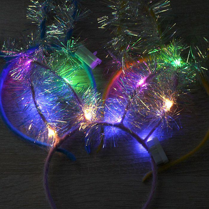 Праздничное украшение ободок, Ушки дождик, с подсветкой DV-H-1289 - фото 2 - id-p141676784