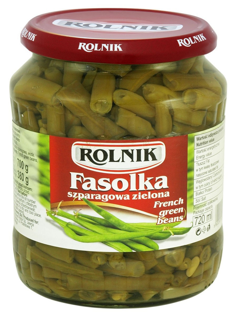 Фасоль спаржевая зеленая консервированная 700/380 г Rolnik