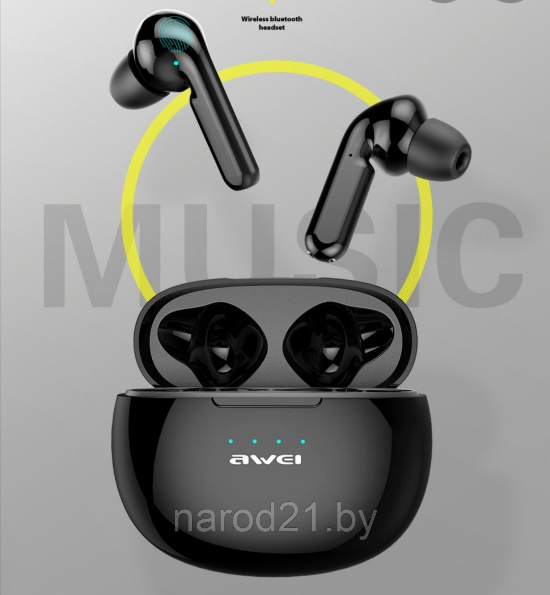 Airpods AWEI T15 наушники беспроводные(белый чёрный) - фото 8 - id-p130122366