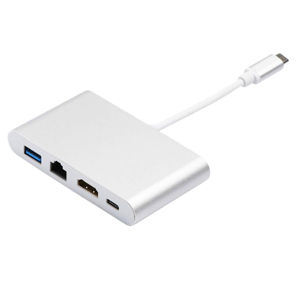 Адаптер - переходник - хаб 4in1 USB3.1 Type-C на HDMI - USB3.0 - USB3.1 Type-C - RJ45 (LAN) до 100 Мбит/с