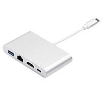 Адаптер - переходник - хаб 4in1 USB3.1 Type-C на HDMI - USB3.0 - USB3.1 Type-C - RJ45 (LAN) до 100 Мбит/с