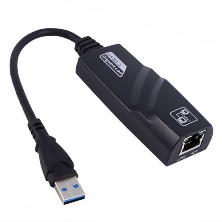 Адаптер - переходник USB3.0 - RJ45 (LAN) до 1000 Мбит/с, черный - фото 1 - id-p141887421