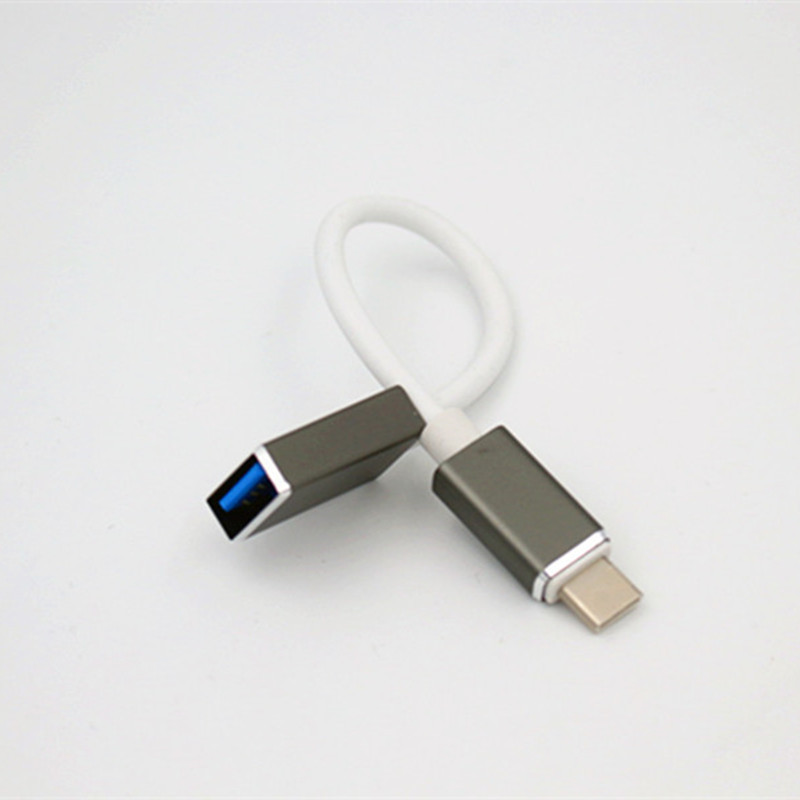 Адаптер - переходник OTG USB3.1 Type-C - USB3.0, пласт. кабель, серебро-графит