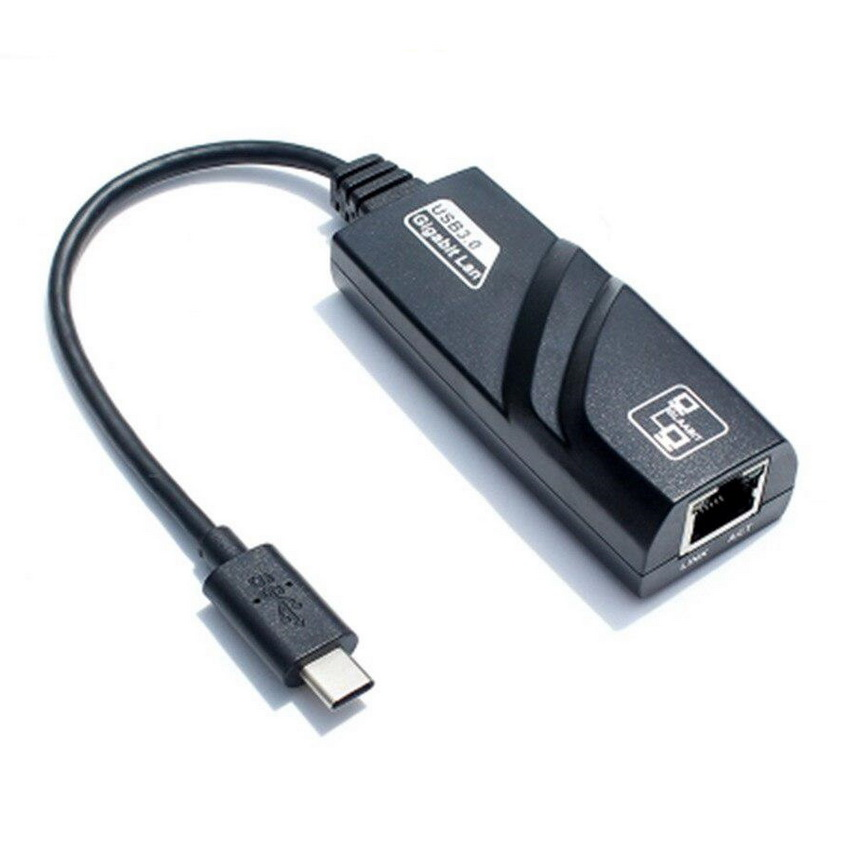 Адаптер - переходник USB3.1 Type-C - RJ45 (LAN) до 1000 Мбит/с, черный - фото 1 - id-p141888628