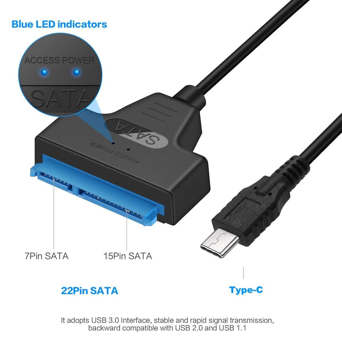 Адаптер - переходник - кабель SATA - USB3.1 Type-C для жесткого диска SSD/HDD 2.5 , черный - фото 3 - id-p141888693
