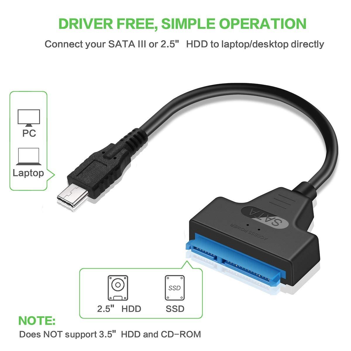 Адаптер - переходник - кабель SATA - USB3.1 Type-C для жесткого диска SSD/HDD 2.5 , черный - фото 4 - id-p141888693