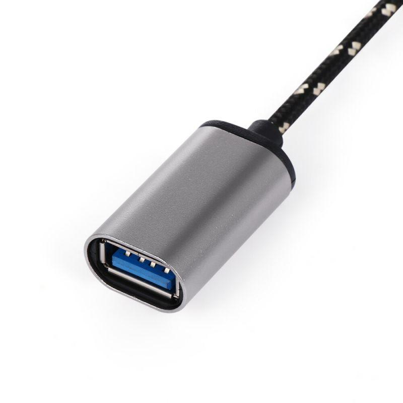 Адаптер - переходник OTG USB3.1 Type-C - USB3.0, тканев. кабель, серебро-графит - фото 5 - id-p141888708