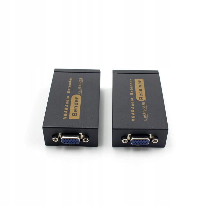 Удлинитель сигнала VGA по витой паре RJ45 (LAN) - jack 3.5mm (AUX) до 100 метров, активный, комплект, черный - фото 2 - id-p141889072